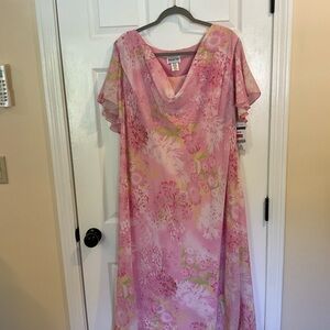 Amanda Lane Pink Floral Cowl Neck Dress